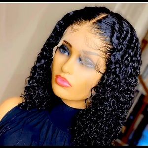 Human curly hair 100/natural lace front good quality  water waves made in USA